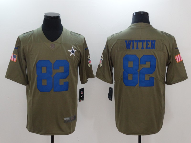 Men Dallas cowboys #82 Witten Nike Olive Salute To Service Limited NFL Jerseys